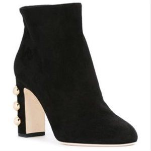 Dolce&Gabbana Black Suede Embellished Heel Booties